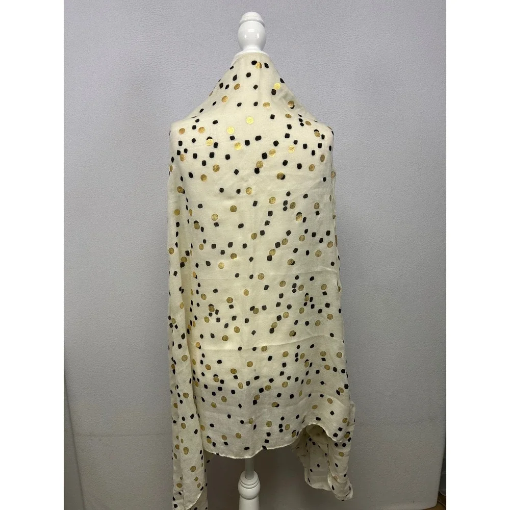 Chic Whimsigoth Katie Loxton Womens OS Cream Gold Foil Polka Dot Scarf
